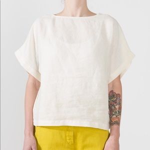 Black Crane Off-White Linen Box Top xs
